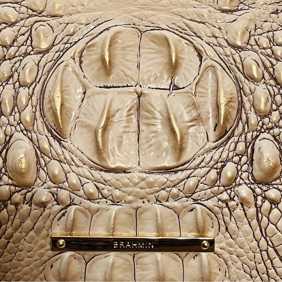 🐩Wonderful Brahmin Carrie Sand Dune Melbourne Croc Embossed Leather Crossbody! - Picture 15 of 16